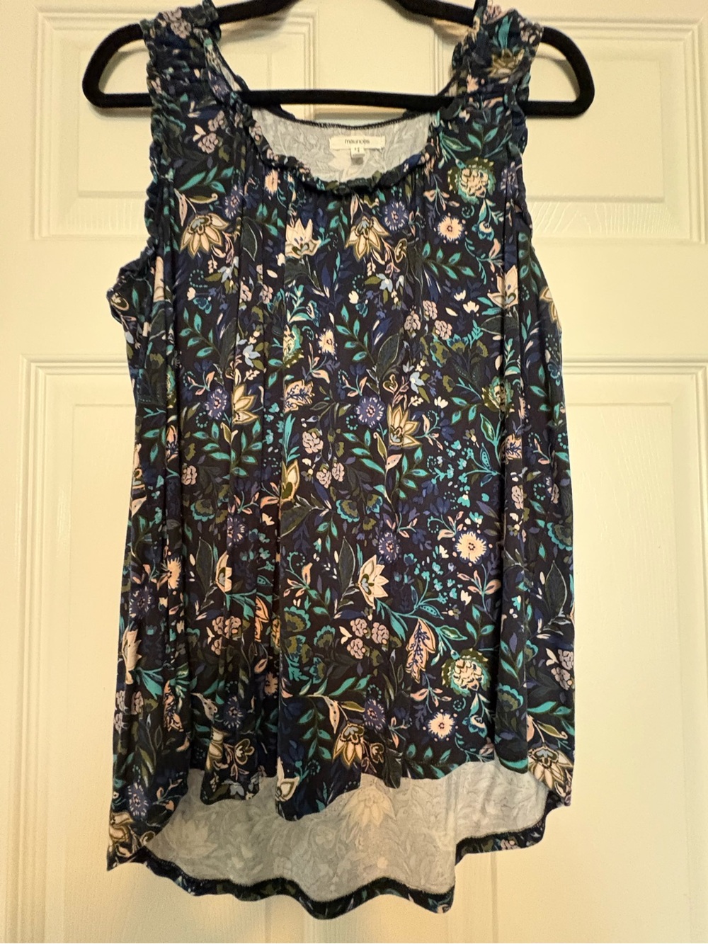 Maurices Navy Floral Scoop Neck Sleeveless Tank